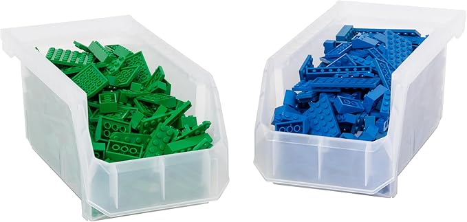 ReadySpace Medium Plastic Storage Bins, Stackable Organizer Containers for Closet Pantry Shelf Garage and Office Organization