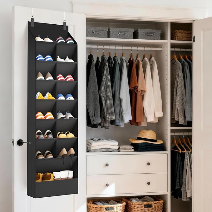 Lifewit 8 Tier Over the Door Shoe Organizer with 15 Large Deep Pockets, Fabric Hanging Shoes Shelf for Closet, Dorm Storage, 