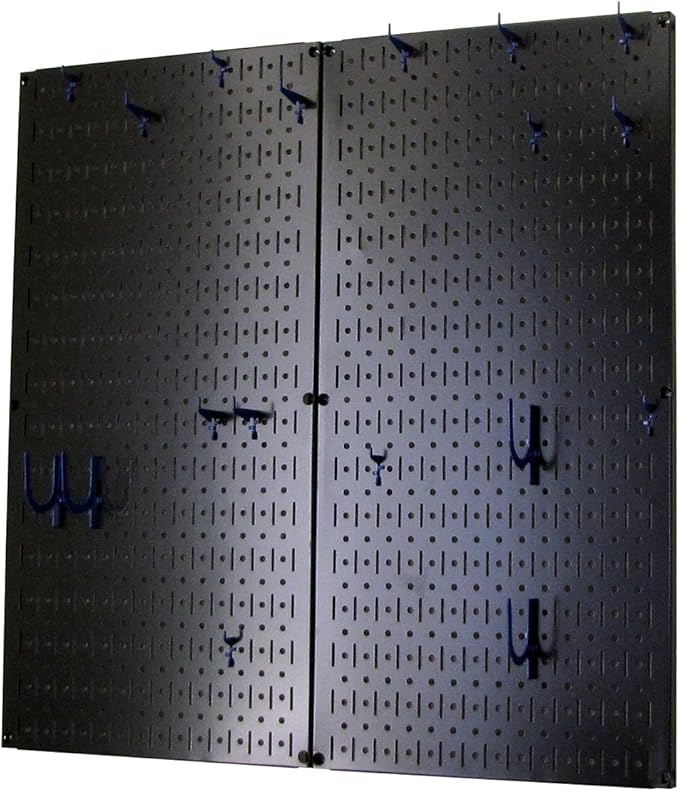 Wall Control Kitchen Pegboard Organizer Pots and Pans Pegboard Pack Storage and Organization Kit with Black Wall Board and Bl