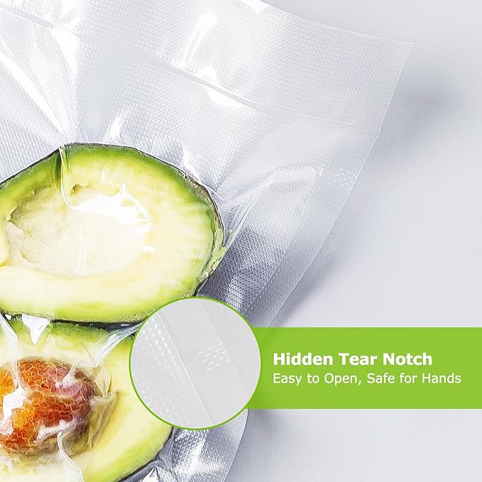 Bonsenkitchen Precut Vacuum Bags 100 Quart 8" x 12", BPA Free, Commercial Grade Textured Food Sealer Bag, Thick Embossed Bags