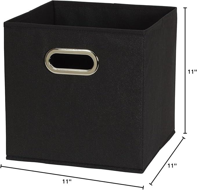 Household Essentials Foldable Fabric Storage Bins 6 Piece Set, Strong Poly-Woven Fabric, Sturdy Chipboard Sides, Grommet Fron