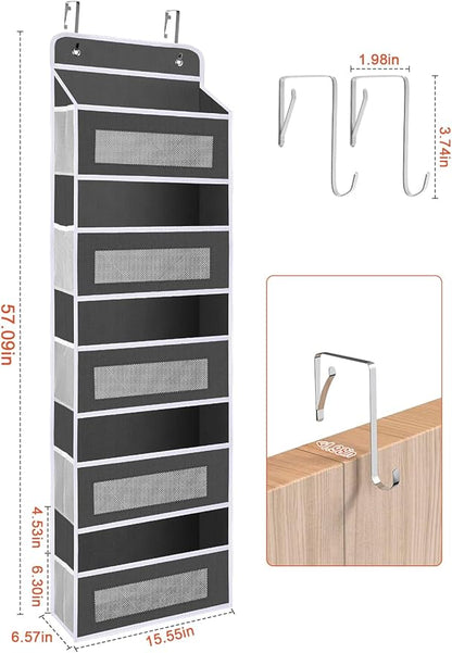 2 Pack Over The Door Organizer Storage, 5 Shelf Hanging Door with 5 Large Capacity Pockets, Anti Tilt 48 lb Load Behind Door 