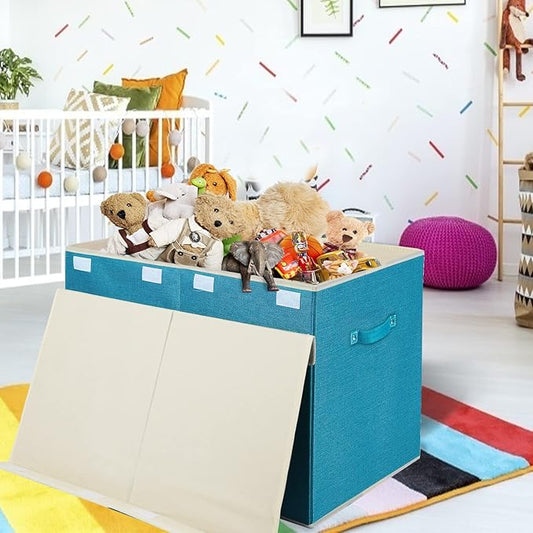 popoly Large Toy Box Chest Storage with Flip-Top Lid, Collapsible Toy Bin Storage Organizer for Boys, Kids, Girls, Toys, Play