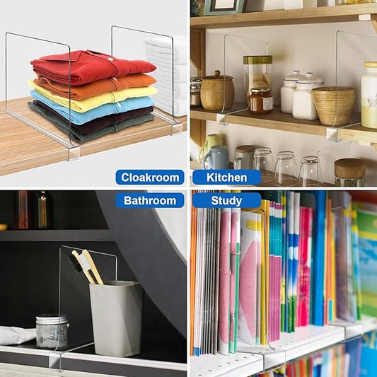 12 Inches [Extra Tall Version] Clear Shelf Dividers for Closet Organization and Storage, 6 Pack Purse Organizer for Closet Ac