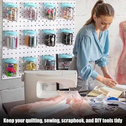 Unittype 20 Set Pegboard Organizer Accessories Peg Boards Jars with Lids Plastic Pegboards Bins Storage Containers Clear Peg 