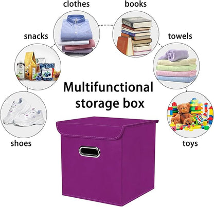 Closet Organizers Fabric Storage Bins With Lids Collapsible Cube Storages Organizer Basket With Handles,Storage Boxes for Clo