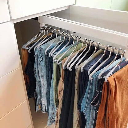 Pull Out Clothes Rail Extendable Pull Out Closet Rod - Adjustable Clothing Organizer Holder, Extendable Wardrobe Rail in Stee
