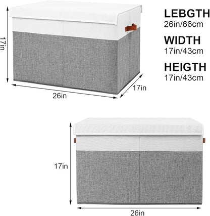 Gowee Large Toy Storage Box with Lid, Sturdy Toys Storage Chest Bin Organizer Basket with Dividers for Kids, Boys, Girls, Nur