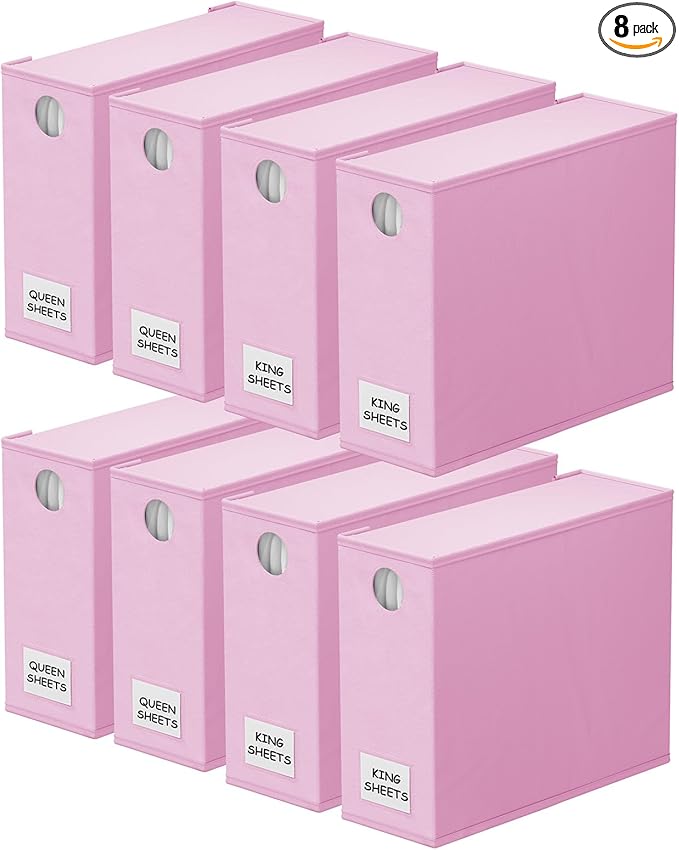 SpaceAid 8 Pack Bed Sheet Organizers and Storage, Foldable Organizer for Linen Closet, Set Folder Keeper with Window XL (Quee