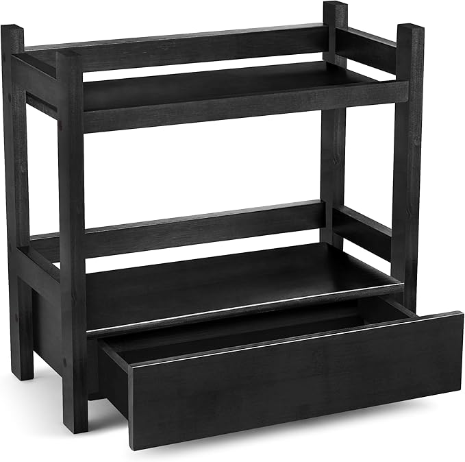 Sorbus Bamboo Bathroom Counter Organizer – 2-Tier Shelf with Hidden Drawer for Vanity, Matcha Station, Bathroom Sink Organize