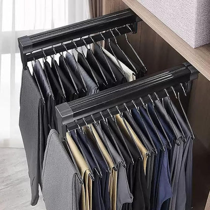Adjustable Extendable Clothes Rail - Stainless Steel Pull-Out Closet Rod, Collapsible Clothing Organizer for Balcony, Mudroom