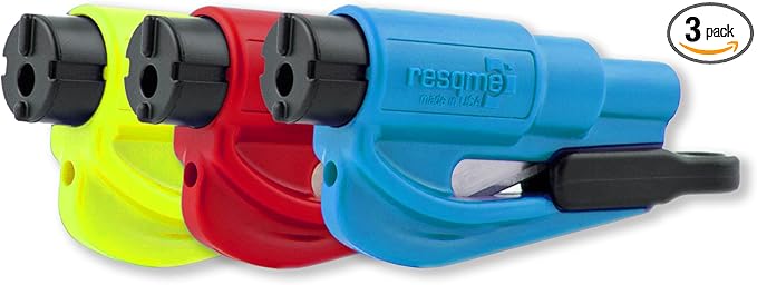 resqme The Original Emergency Keychain Car Escape Tool, 2-in-1 Seatbelt Cutter and Window Breaker, Made in USA, Family Pack o