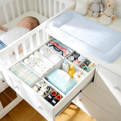 DIMJ Drawer Organizer Clothes- 26 Pack Baby Dresser Organizer for Nursery, Small Fabric Closet Drawer Organizer Bins for Unde