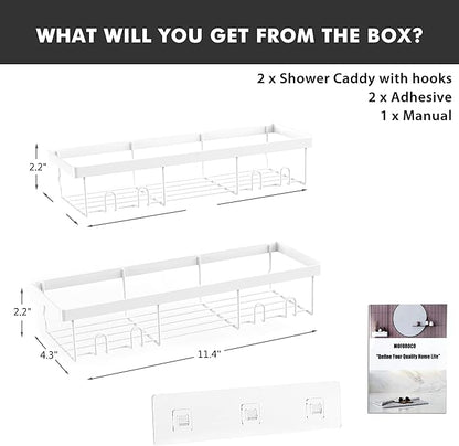 Moforoco Shower Caddy Shelf Organizer Rack, Self Adhesive Black Bathroom Shelves Basket, Home Farmhouse Wall Inside Organizat