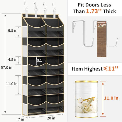 Aokeyee 5 Tiers Over the Door Storage Organizer, Behind Door Storage for Baby Nursery, 80lb Capacity Door Hanging Organizer w