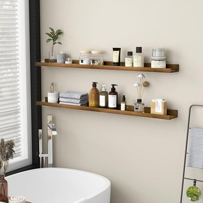 Picture Ledge Wall Shelves 48 inch Width Set of 2, Solid Pine Wood Rustic Floating Ledge Shelves for Wall for Kids' Room Bedr