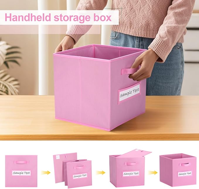 artsdi Fabric storage cubes (8 Pack) 13 Inch Cube Storage Bin, cube organizer bins with 8 Labels Window Cards & a Pen, Foldab