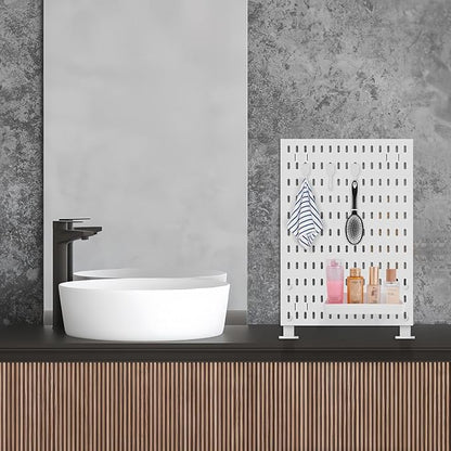 Desk Pegboard Combination Kit,Desk Organizer for Home Office,Plastic Peg Board with 7 Accessories Hooks Shelf Baskets, 16.5" 