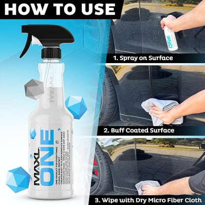 MAXLONE ™ Car Spray with Triphene® Technology, Quick Spray & Wipe Waterless Detailer - Clean, Shine, Protect Paint, Glass, Wh