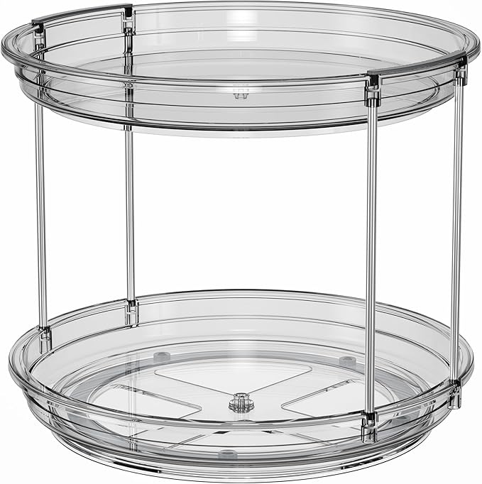 LAMU 2 Tier Lazy Susan Turntable Organizer 10.6'' Rotating Spice Rack Organization for Cabinet, Kitchen, Pantry, Countertop, 