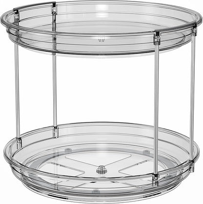 LAMU 2 Tier Lazy Susan Turntable Organizer 10.6'' Rotating Spice Rack Organization for Cabinet, Kitchen, Pantry, Countertop, 
