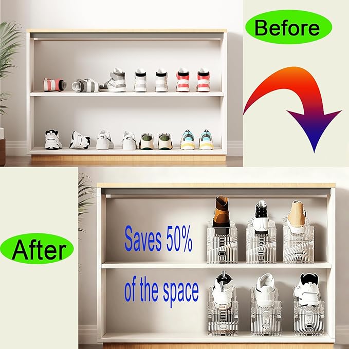 Shoe Slots Organizer for Closet 12PACK Shoe Stacker Adjustable Shoe Slots Organizer Shoe Space Savers Double Layer Stack Shoe