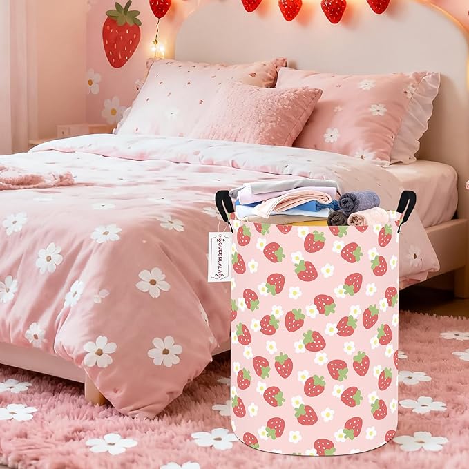 QUEENLALA Large Storage Basket,Laundry Hamper/Bathroom/Home Decor/Collapsible Round Storage Bin,Boys and Girls Hamper/Boxes/C