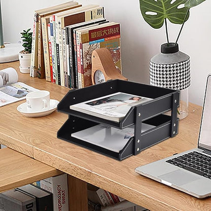 Desk Organizer with 3 Drawers,Leather Desk Organizer