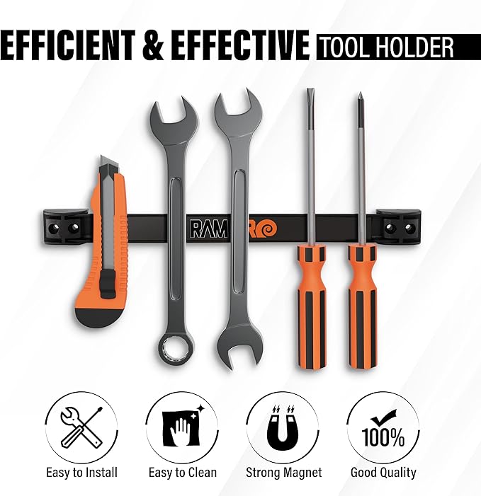 12" Magnetic Tool Holder Strip - A Tool Magnet Bar for Garage Organization, Shop Organization, and Workbench Accessories, Bes