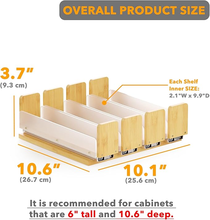 SpaceAid Bamboo Pull Out Spice Rack Organizer for Cabinet, Heavy Duty Slide Out Seasoning Kitchen Pantry Sliding Vertical Org