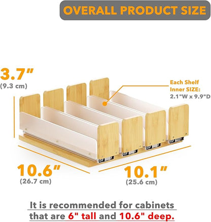 SpaceAid Bamboo Pull Out Spice Rack Organizer for Cabinet, Heavy Duty Slide Out Seasoning Kitchen Pantry Sliding Vertical Org