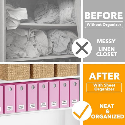 SpaceAid 8 Pack Bed Sheet Organizers and Storage, Foldable Organizer for Linen Closet, Set Folder Keeper with Window XL (Quee
