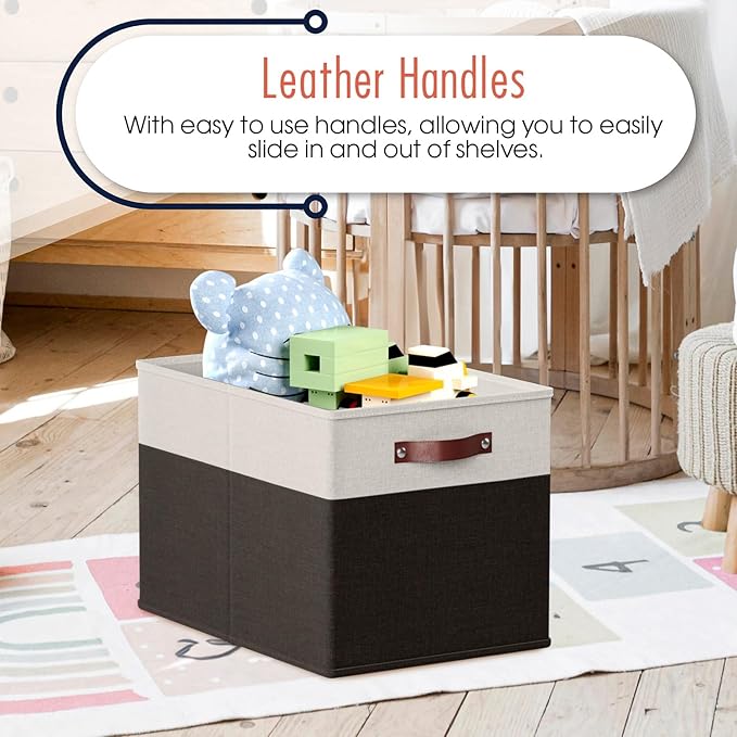 Ornavo Home 13 x 15 x 13 Kallax Storage Cube Bins, Foldable Collapsible Fabric Storage Bins Box Linen Shelf Basket Cube Organ