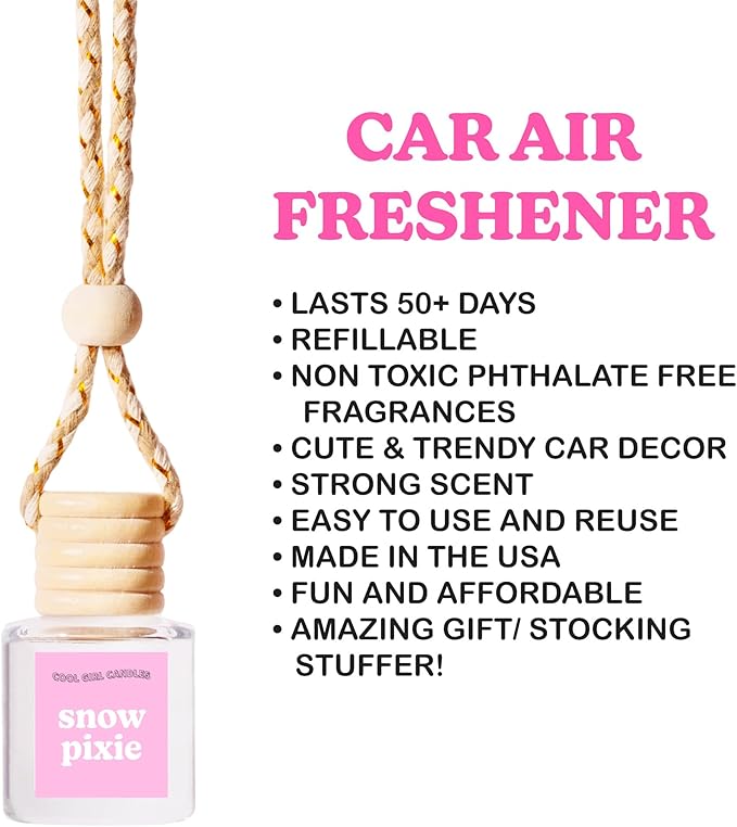 COOLGIRLCANDLES Jasmine Rouge Car Air Hanging Fragrance Oil Diffuser for Essential Oils, Scents Aromatherapy, Long Lasting Ca