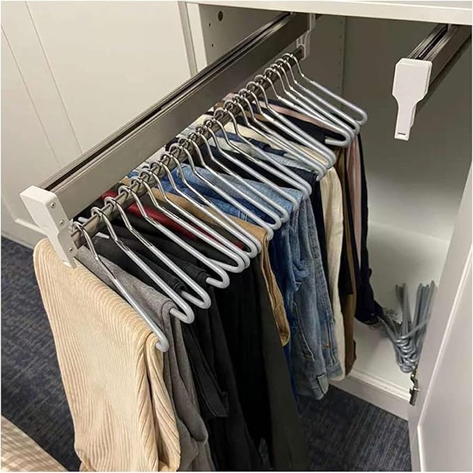 Pull Out Clothes Rail Extendable Pull Out Closet Rod - Pull Out Clothes Rail 30-80Cm, Steel Extendable Closet Rod For Pants C