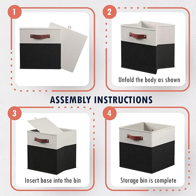 Ornavo Home 13 x 15 x 13 Kallax Storage Cube Bins, Foldable Collapsible Fabric Storage Bins Box Linen Shelf Basket Cube Organ