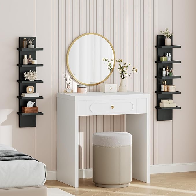 HOOBRO Wall Shelf and Console Table Bundle, 2 Pack Floating Shelves Wall Mounted, Small Entryway Table with Storage Shelves, 