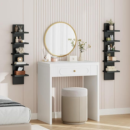 HOOBRO Wall Shelf and Console Table Bundle, 2 Pack Floating Shelves Wall Mounted, Small Entryway Table with Storage Shelves, 