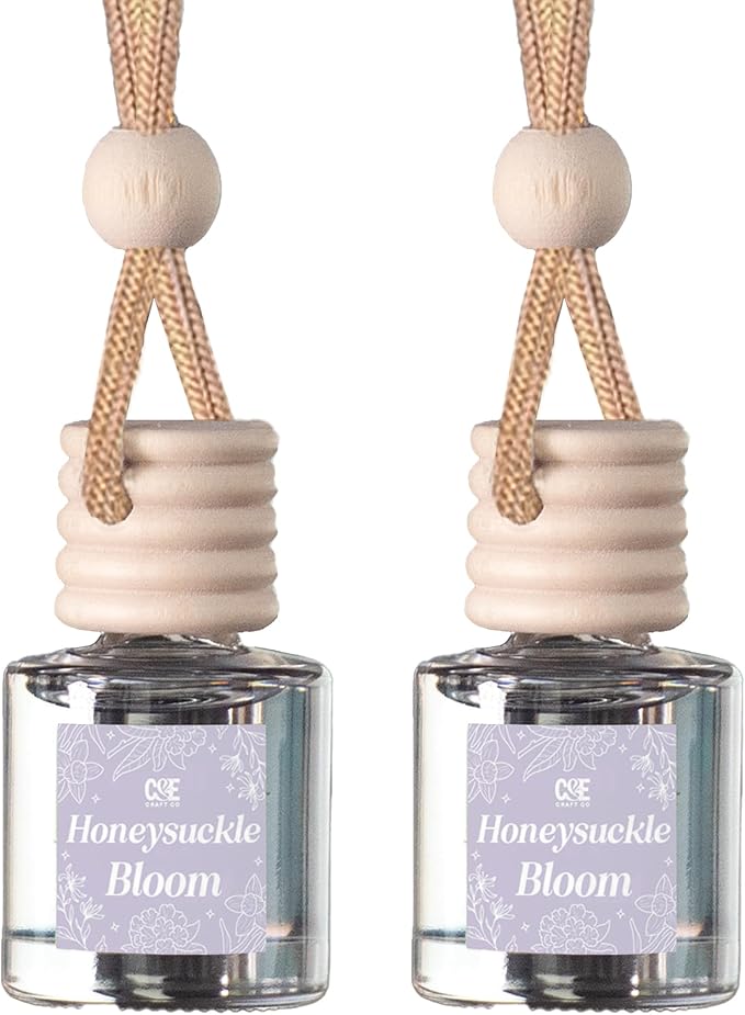 C&E Craft Co Hanging Car Air Freshener Diffuser 2 Pack, Long Lasting Fragrance Oil Car Freshener, Glass Bottle Auto Air Fresh