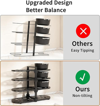Adjustable Heavy Duty Pots and Pans Organizer Under Cabinet, 8-Tier Pot and Pan Organizers Inside Cabinet, Kitchen Cabinet Organizers and Storage, Black