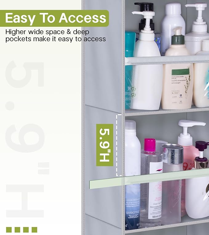 AOODA Over the Door Organizer, Large Capacity Closet Door Hanging Organizer, Clear Deep Pockets Baby Storage for Nursery, Bat