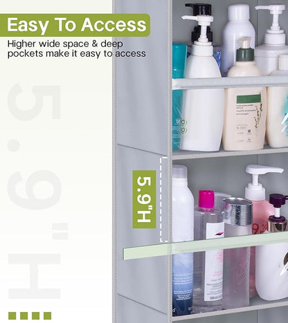 AOODA Over the Door Organizer, Large Capacity Closet Door Hanging Organizer, Clear Deep Pockets Baby Storage for Nursery, Bat