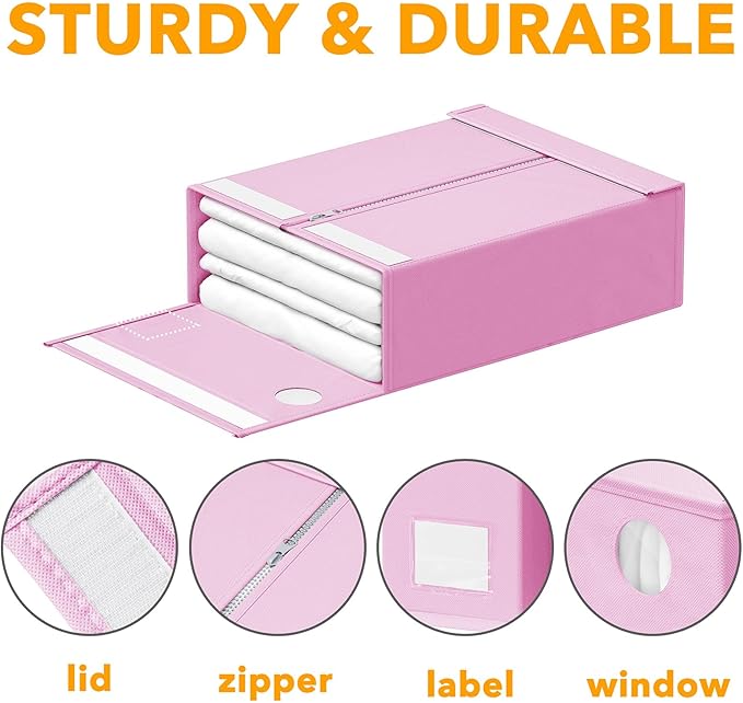 SpaceAid 8 Pack Bed Sheet Organizers and Storage, Foldable Organizer for Linen Closet, Set Folder Keeper with Window XL (Quee