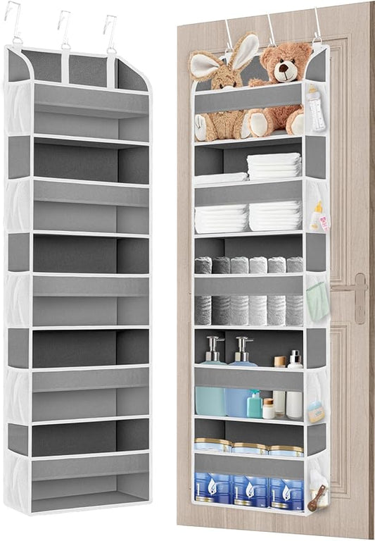 TAHAVICE 1 Pack Over The Door Storage Organizer with 5 Pockets 10 Mesh Side Pockets, 44 lbs Weight Capacity Door Hanging Orga