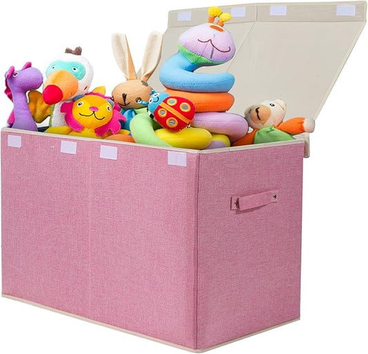 popoly Large Toy Box Chest Storage with Flip-Top Lid, Collapsible Kids Toy Storage Bin Boxes Container for Boys, Girls, Nurse
