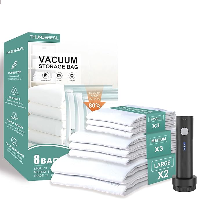 Travel Vacuum Storage Bags with Electric Pump, Multiple Combinations Travel Packing Bags for Luggage and Suitcase, Carry-on S