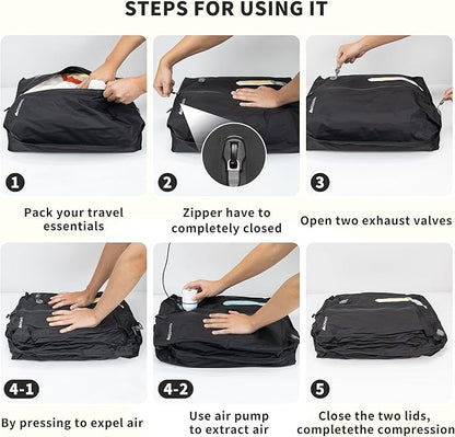 Vacuum Bag for Travel, Professional IPX8 Waterproof Reusable Vacuum Compression Bags for Travel Suitcases, Durable Space Save