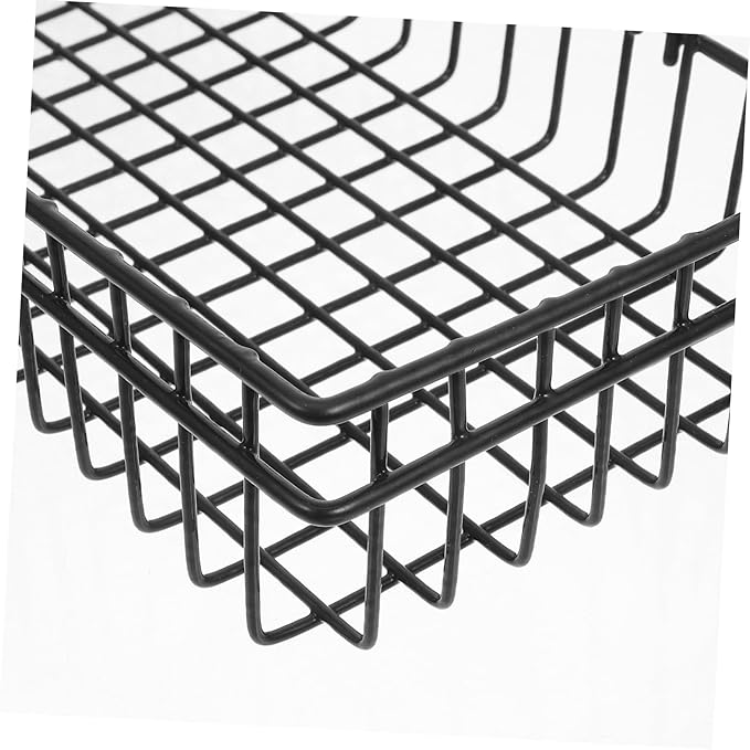 2pcs Metal Wire Wall Mount Baskets Grid Wall Storage Basket for Office Kitchen Bathroom
