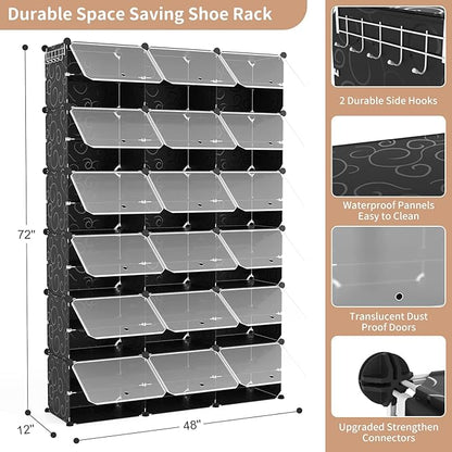 ROJASOP Portable Shoe Rack Organizer, 72 Pairs Covered Shoe Rack Shoe Organizer for Closet Entryway 12-Tier Shoe Storage Cabi