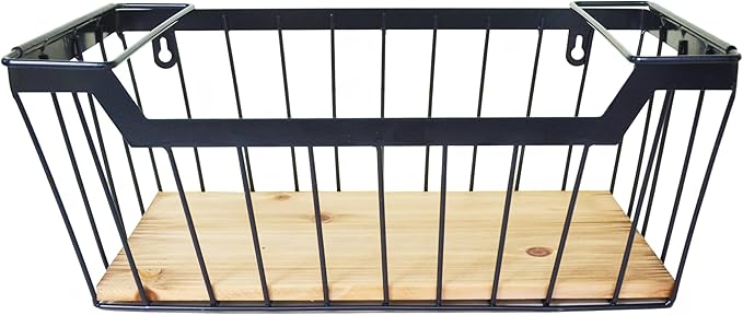 ShabbyDecor Metal Wire Basket with Handles Storage Organizer Stackable Organizing bin for Cabinet Shelf Countertop Under Sink